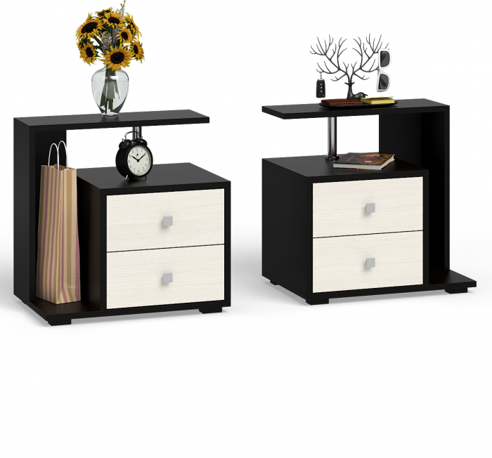 Камелия Кровать с ящиками 1400 + две тумбы, цвет венге/дуб лоредо, ШхГхВ 256х217х78,2 см., сп.м. 1400х2000 мм., без матраса, основание есть