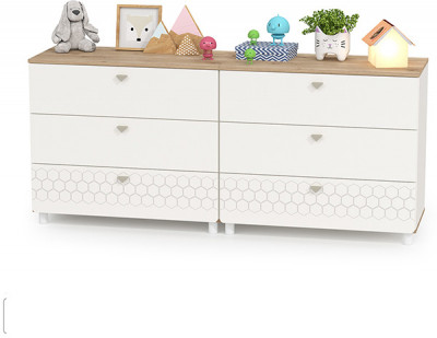 Эйп 13.322 Комод + 13.322 Комод, цвет белый/дуб белый, ШхГхВ 170х41,5х75 см.