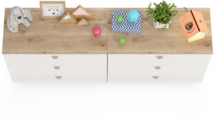 Эйп 13.322 Комод + 13.322 Комод, цвет белый/дуб белый, ШхГхВ 170х41,5х75 см.