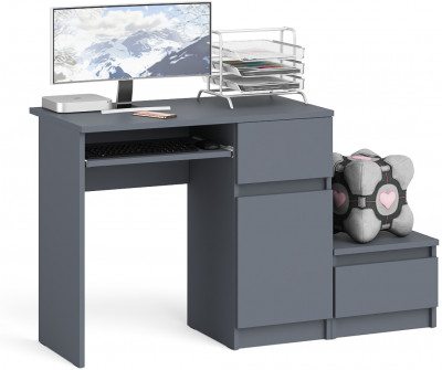 Мори Стол компьютерный МС-1 правый + Тумба ТМП400.1, цвет графит, ШхГхВ 130,4х50х76,6 см., выдвижной ящик справа, НЕ универсальная сборка
