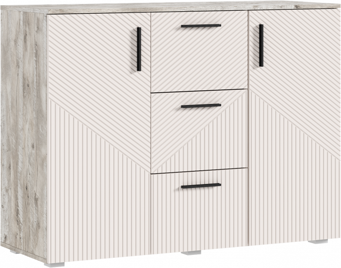 Сильвия Комод (3 ящика/2 двери) 1200, Кашемир/Дуб Юкон