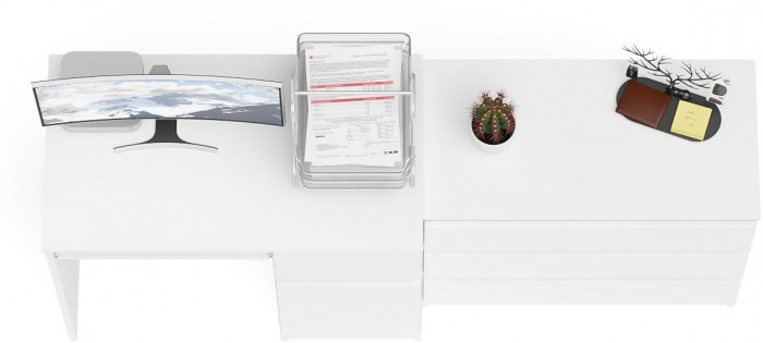 Мори Стол компьютерный МС-1 правый + Комод МК800.1, цвет белый, ШхГхВ 170,4х50х76,6 см., выдвижной ящик справа, НЕ универсальная сборка