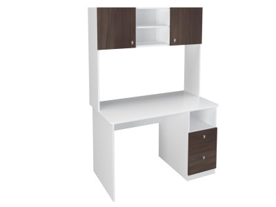 Стол письменный с надстройкой Белый/Дуб Шамони