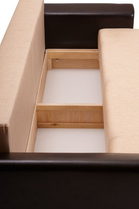 Диван-кровать Амстердам, 150х195, раскладной, еврокнижка, пружинный блок, рогожка/экокожа, коричнево-бежевый