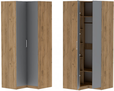 Шкаф угловой "Иннэс-7" - Крафт золотой/Графит