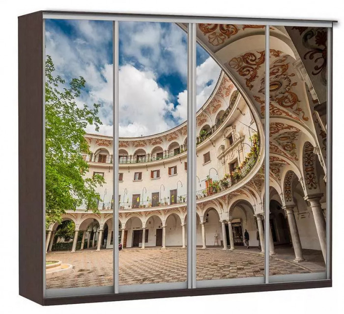 Шкаф купе Модерн 2362х600 4-х дверный 3-х секционный фотопечать №2 венге