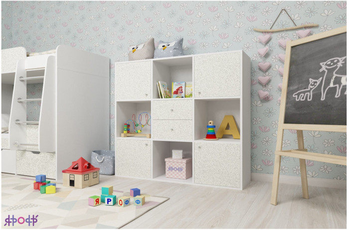 Стеллаж Джери (Дуб молочный/Лайм)