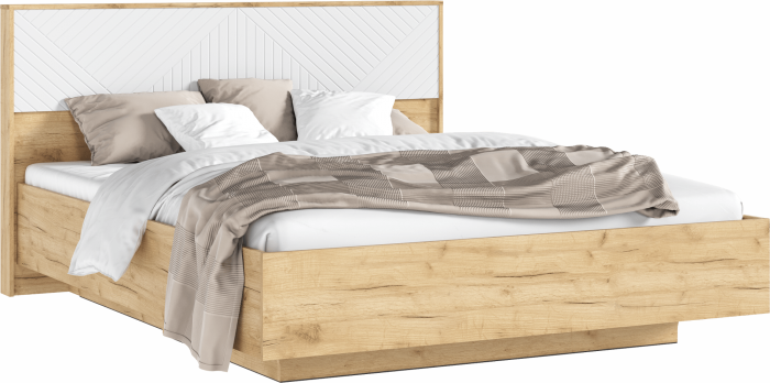 Флэш Кровать парящая с ПМ 160 с подсветкой, крафт/браш вайт