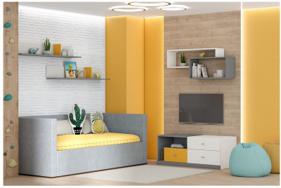 Модульная детская Клео набор 6 (Графит/Миндаль/Солнечный)