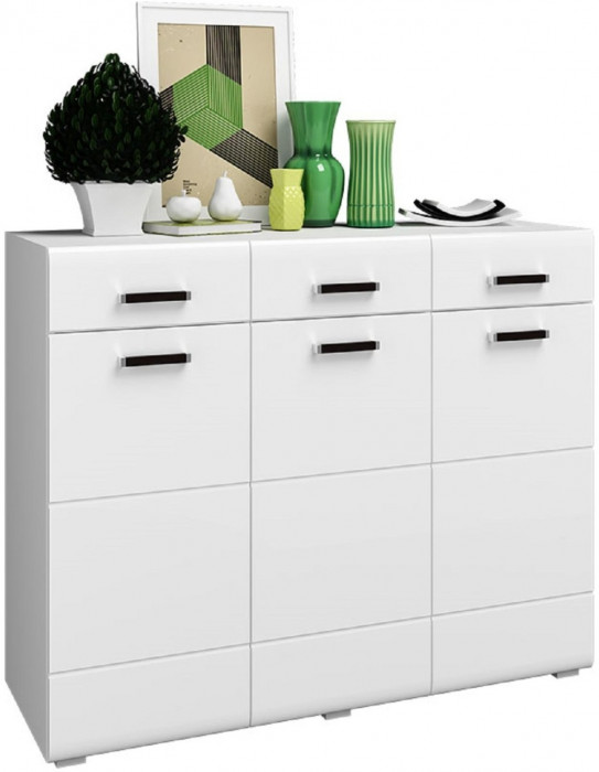 Нэнси NEW МДФ Комод (3дв.+3ящ.) (Белый глянец, Дуб Сонома)