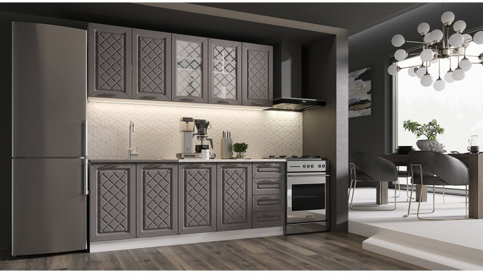 Кухня МДФ Агава 2000, антрацит