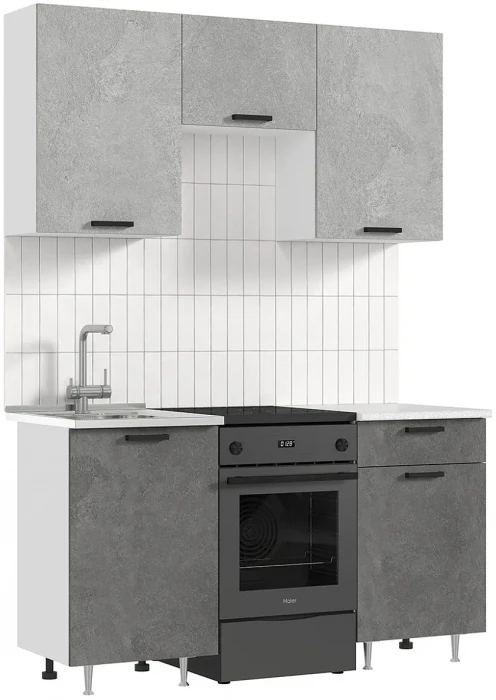 ЛДСП Кухня Рио NEW 1,5м бетон светлый/бетон темный