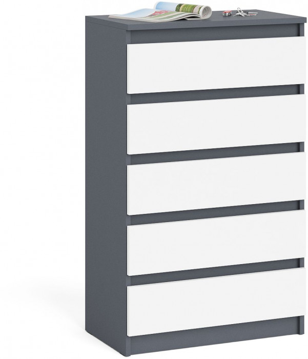 Мори Комод МК700.5, цвет графит/белый, ШхГхВ 70,4х41х114 см.