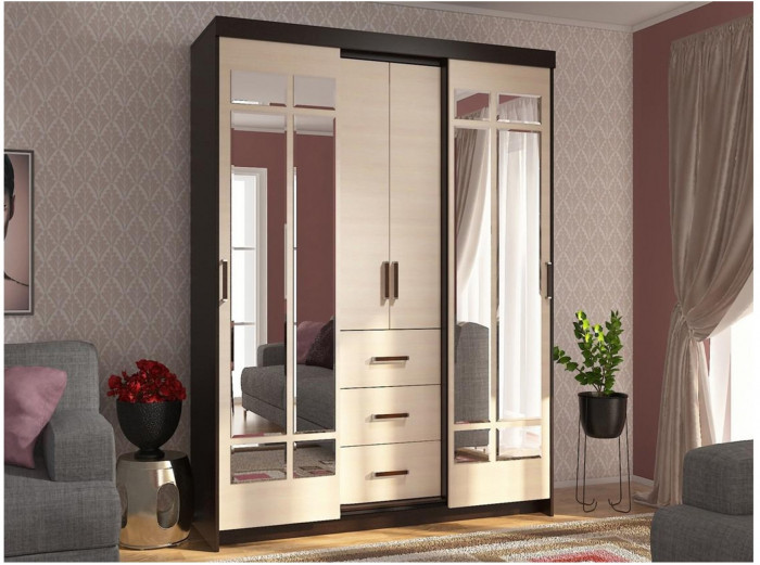 Шкаф-купе Комфорт 6 М (Венге / дуб молочный)