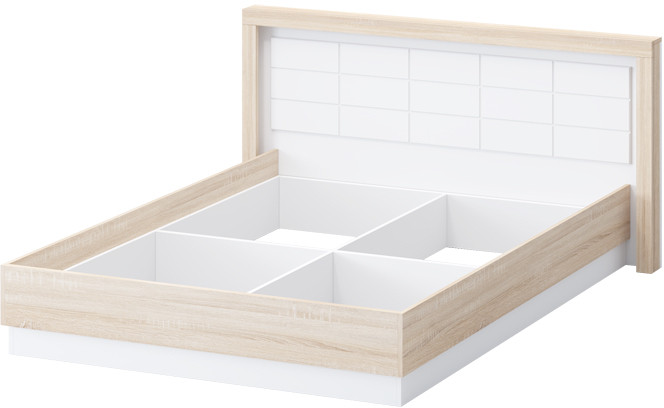 Астра Кровать 160 ортопед+ПМ, Белый софтач/Сонома