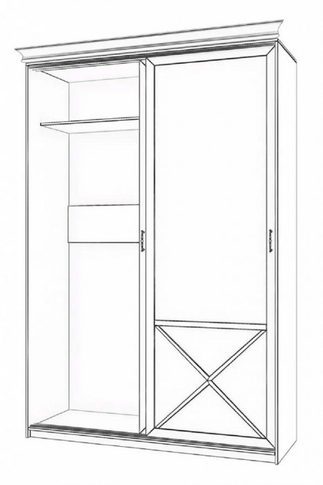 Бэль Шкаф-купе с нишей для гладильной доски Слоновая кость