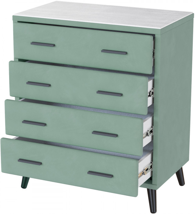 Комод интерьерный Пай мятный/мдф холст белый