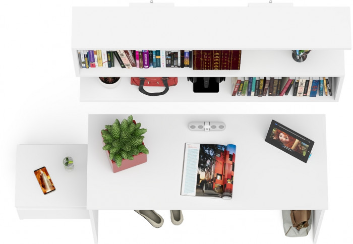 Мори Стол письменный МСП1200.1 + Тумба ТМП400.1 + Полка 1200, цвет белый, ШхГхВ 160,8х50х209,6 см., универсальная сборка