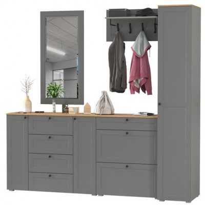 Остин Прихожая 57, цвет серый графит/дуб крафт золотой, ШхГхВ 240х54,3х229,6 см., универсальная сборка