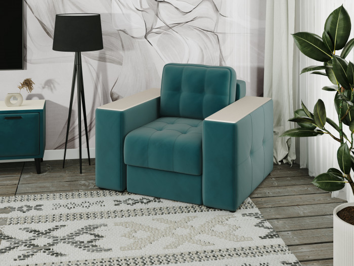 Кресло Виконт, Бирюза/Клен кремовый МДФ