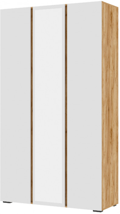 Хелен ШК 02 Шкаф 3х створчатый с зеркалом (1,200х2,100х0,460) белый/дуб крафт золото
