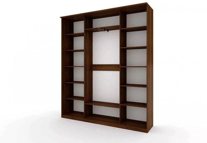 Шкаф купе Модерн 2076х450 3-х дверный 3-х секционный зеркальный с пескоструем №3 венге