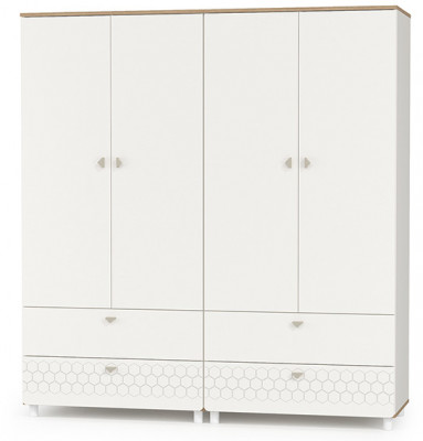 Эйп 13.334 Шкаф для одежды + 13.334 Шкаф для одежды, цвет белый/дуб белый, ШхГхВ 170х51,1х183,8 см., универсальная сборка