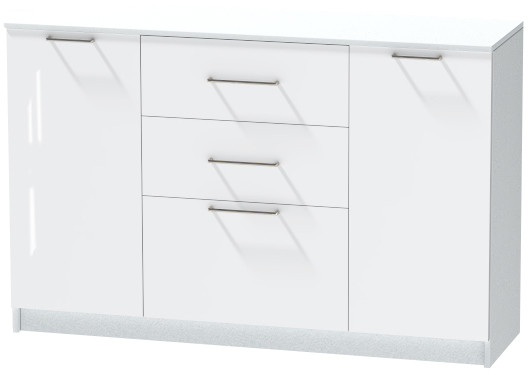 Комод №3 "Иннэс-7", Белый/Белый глянец