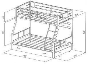 Двухъярусная кровать Гранада-1ПЯ, коричневая (Дуб молочный, Коричневый)