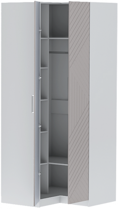 Шкаф угловой "Иннэс-7" - Белый/Грэй софт