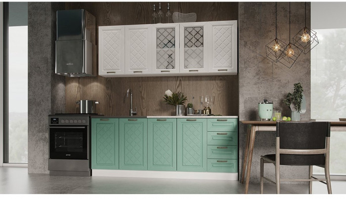 Кухня МДФ Агава 2000, Акация белая/Моренга