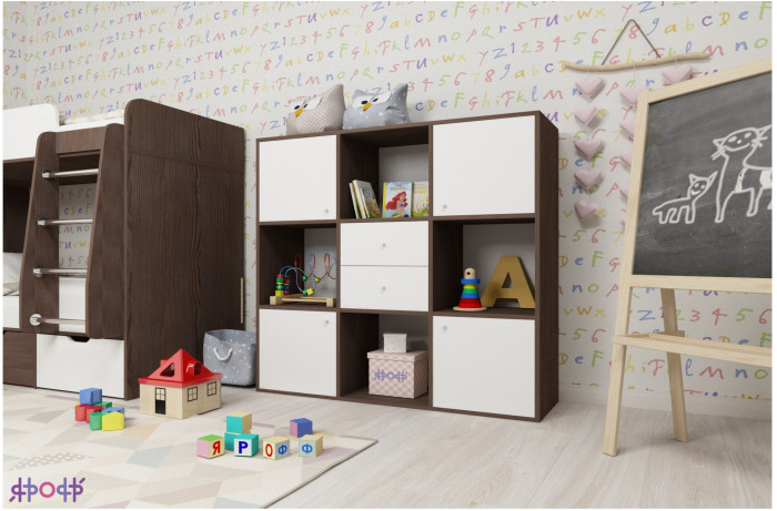 Стеллаж Джери (Венге/Белое дерево)