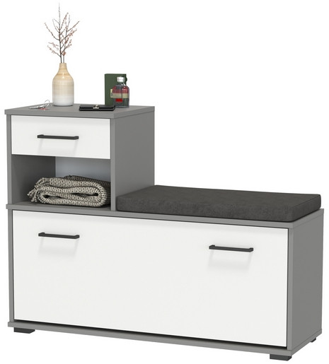Лира ГК 2-0714граф/бел Тумба под обувь, цвет графит/белый, ШхГхВ 100х33х75,5 см., универсальная сборка