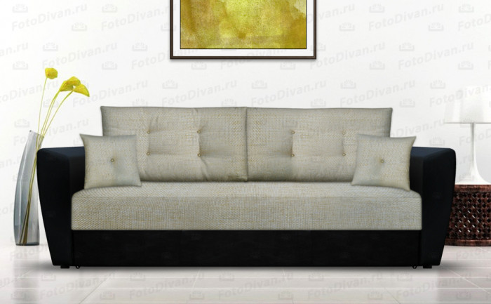 Диван-кровать Амстердам, 160х195, раскладной, еврокнижка, пружинный блок, рогожка/экокожа, коричнево бежевый