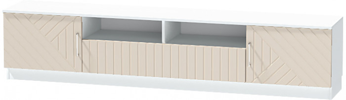 Тумба-3 под ТВ напольная "Иннэс-7", Белый/Тирамису матовый