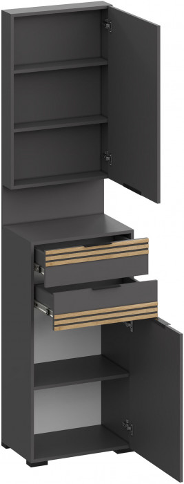 Модульная Прихожая Нао, набор №2, Графит/Графит, Дуб вотан, Simple 27